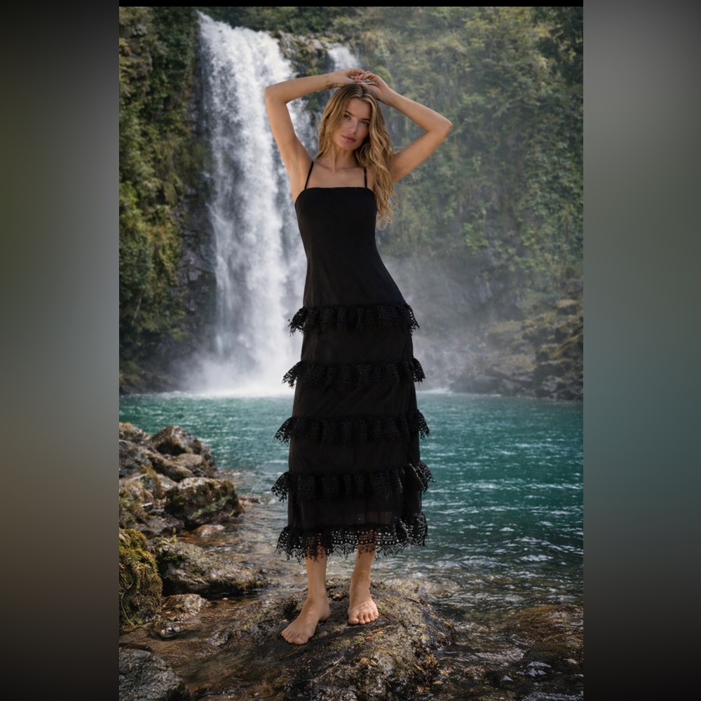 Anthropologie NWT Peixoto Tessa Eyelet Tiered Maxi Dress size S.